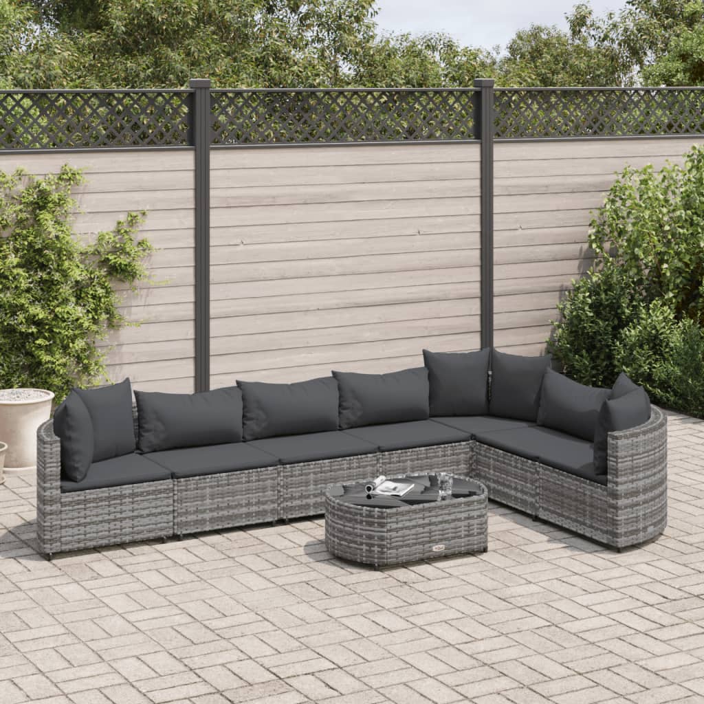 8-delige Loungeset met kussens poly rattan grijs is nu te koop bij PeponiXL, paradijselijk wonen!