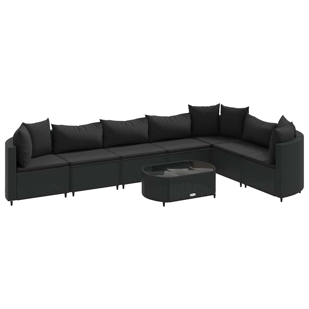 8-delige Loungeset met kussens poly rattan zwart is nu te koop bij PeponiXL, paradijselijk wonen!