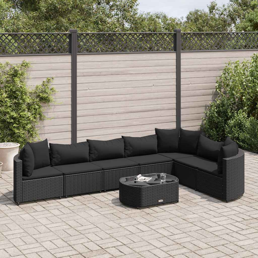 8-delige Loungeset met kussens poly rattan zwart is nu te koop bij PeponiXL, paradijselijk wonen!