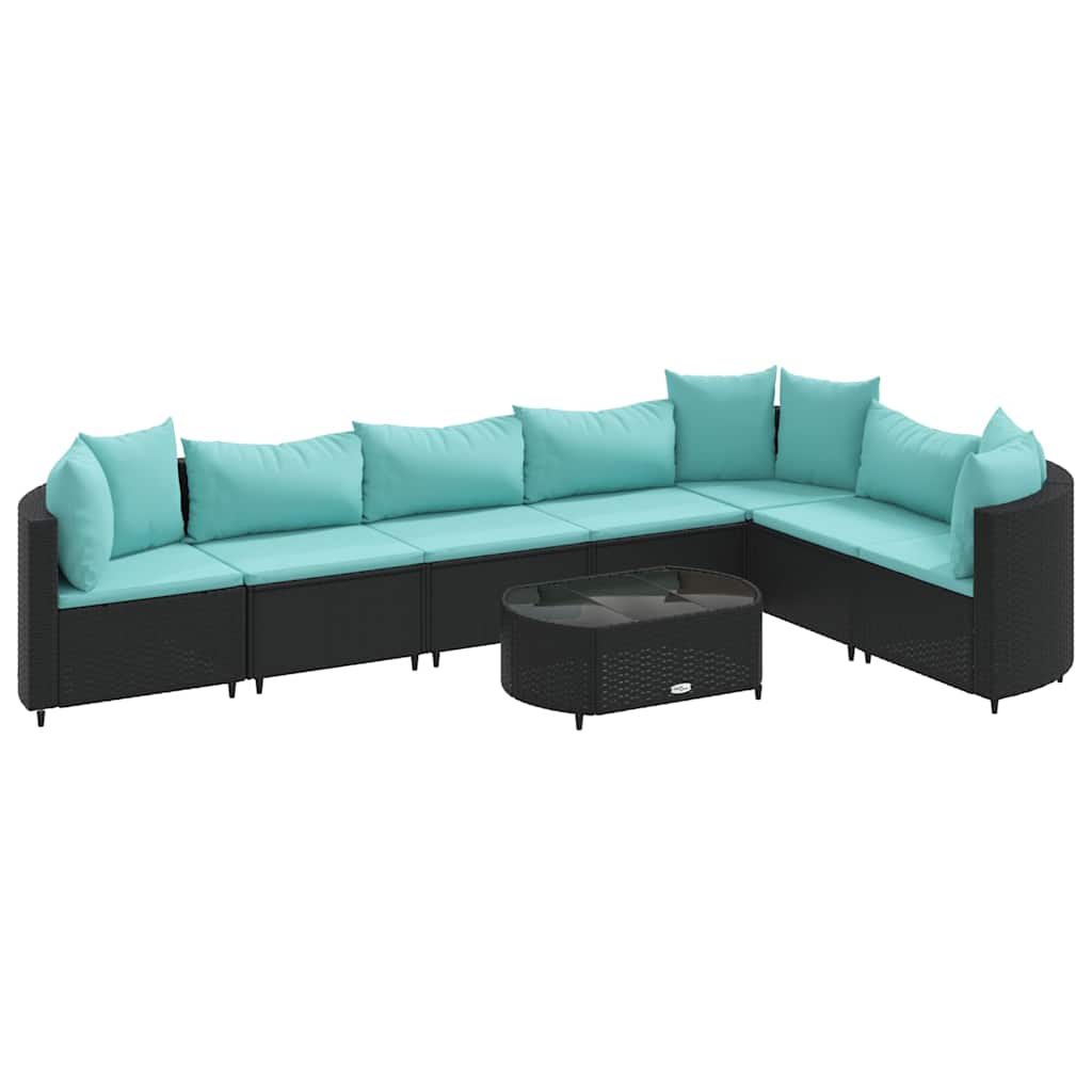8-delige Loungeset met kussens poly rattan zwart is nu te koop bij PeponiXL, paradijselijk wonen!