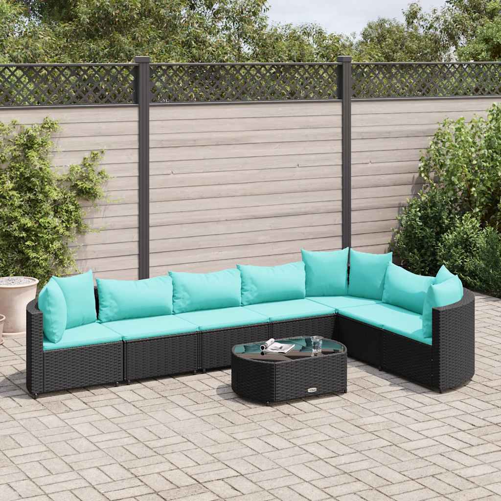 8-delige Loungeset met kussens poly rattan zwart is nu te koop bij PeponiXL, paradijselijk wonen!