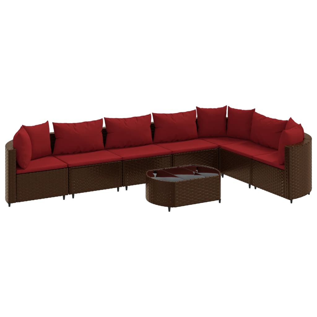 8-delige Loungeset met kussens poly rattan bruin is nu te koop bij PeponiXL, paradijselijk wonen!
