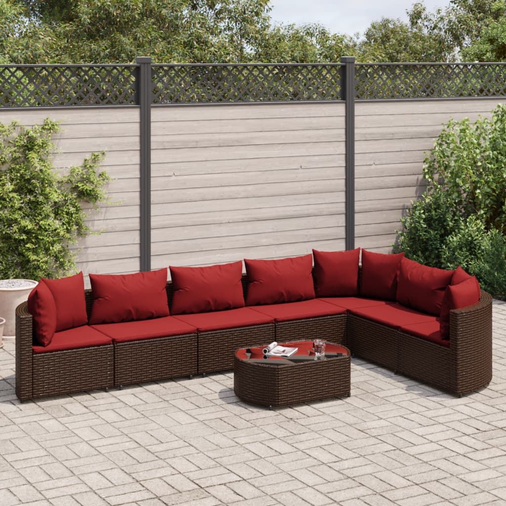 8-delige Loungeset met kussens poly rattan bruin is nu te koop bij PeponiXL, paradijselijk wonen!