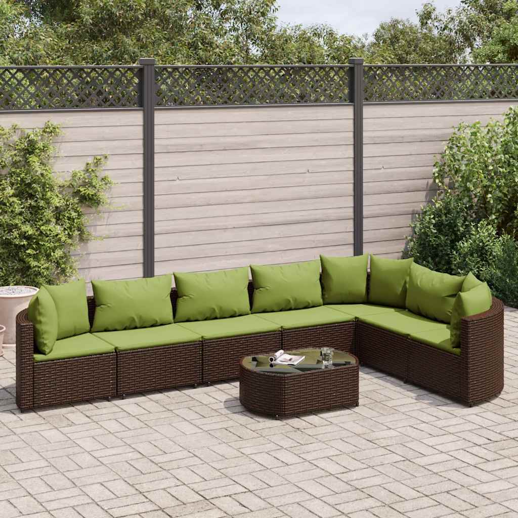 8-delige Loungeset met kussens poly rattan bruin is nu te koop bij PeponiXL, paradijselijk wonen!