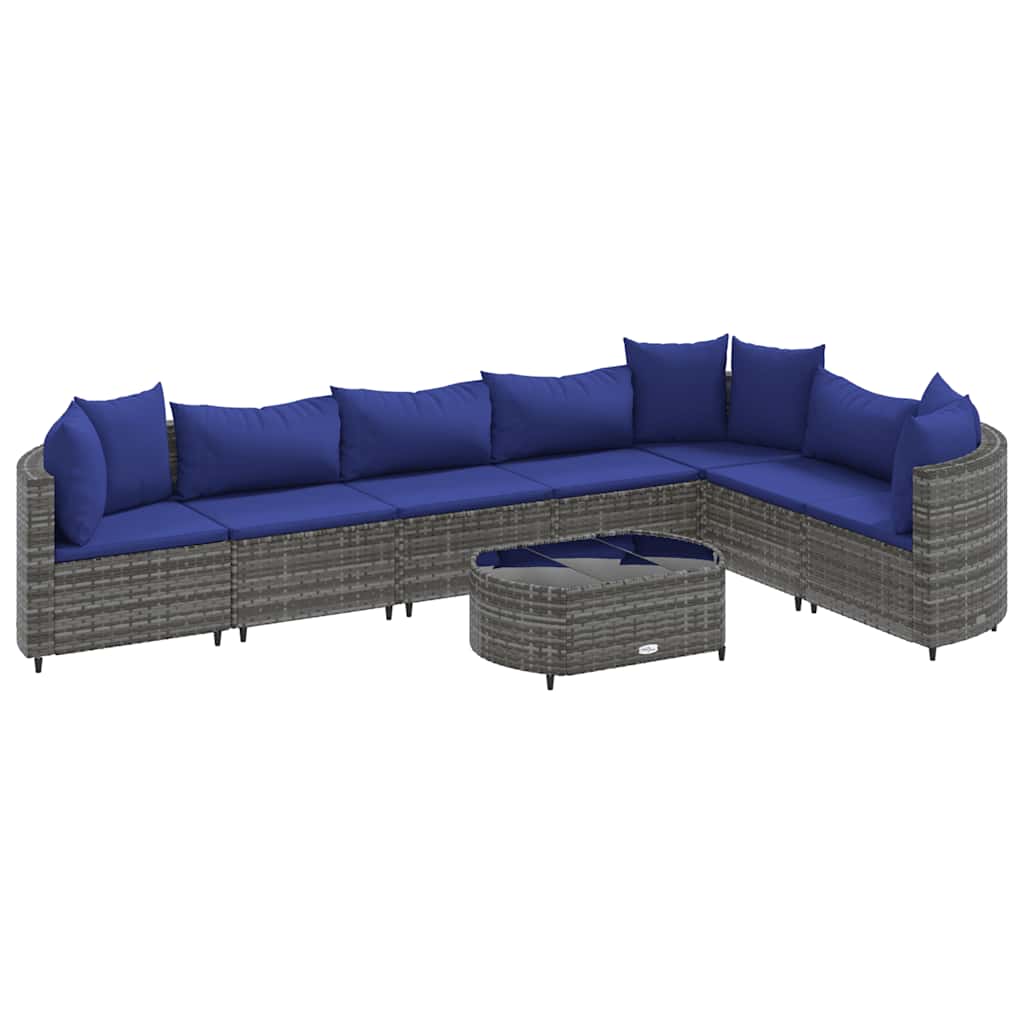 8-delige Loungeset met kussens poly rattan grijs is nu te koop bij PeponiXL, paradijselijk wonen!
