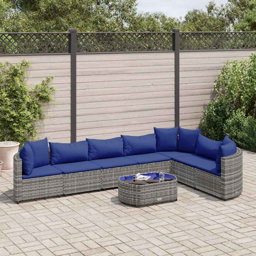 8-delige Loungeset met kussens poly rattan grijs is nu te koop bij PeponiXL, paradijselijk wonen!