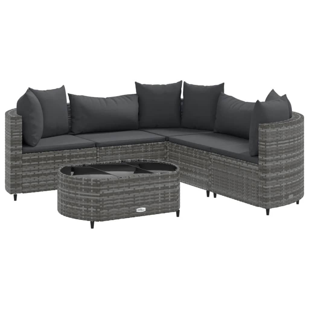 6-delige Loungeset met kussens poly rattan grijs is nu te koop bij PeponiXL, paradijselijk wonen!