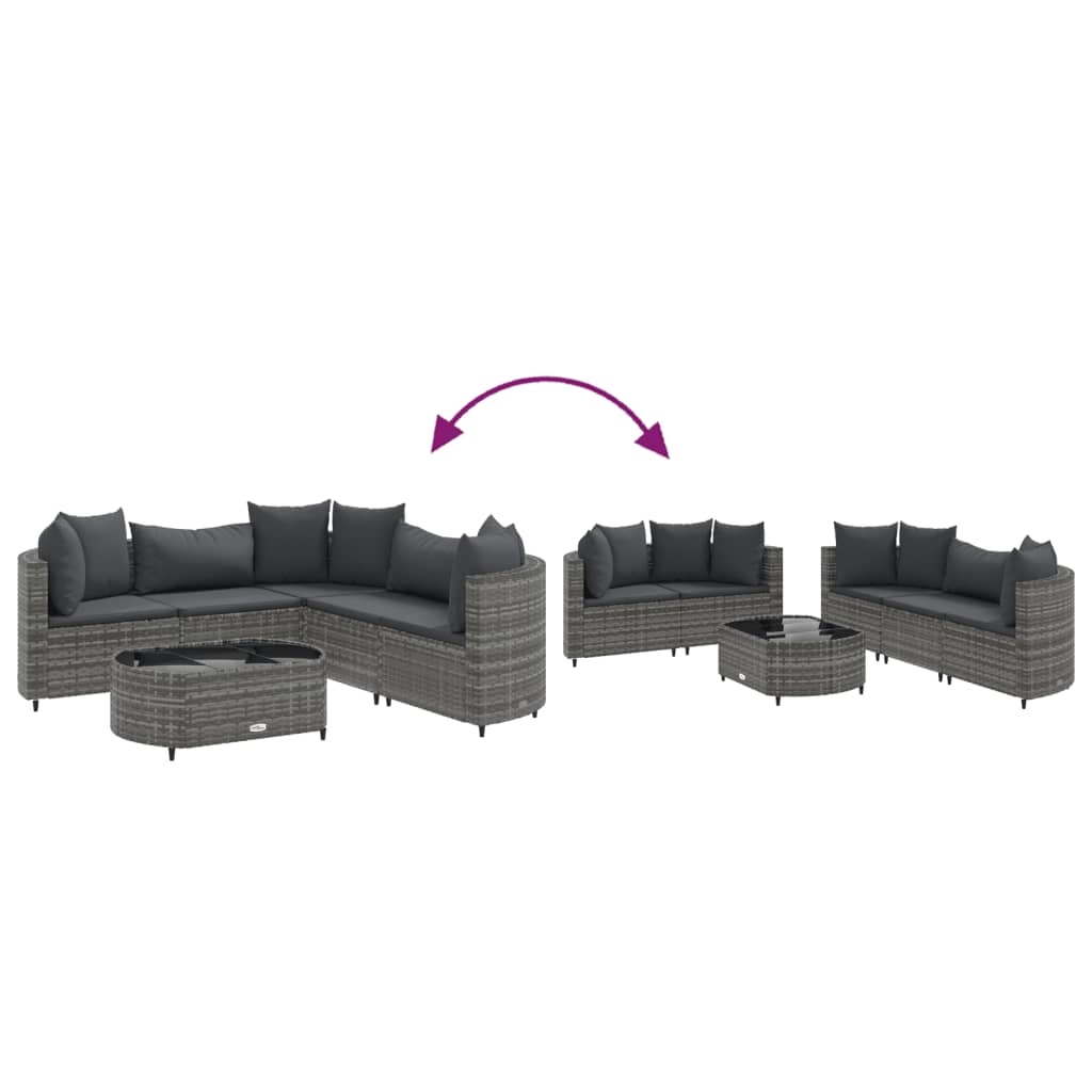 6-delige Loungeset met kussens poly rattan grijs is nu te koop bij PeponiXL, paradijselijk wonen!