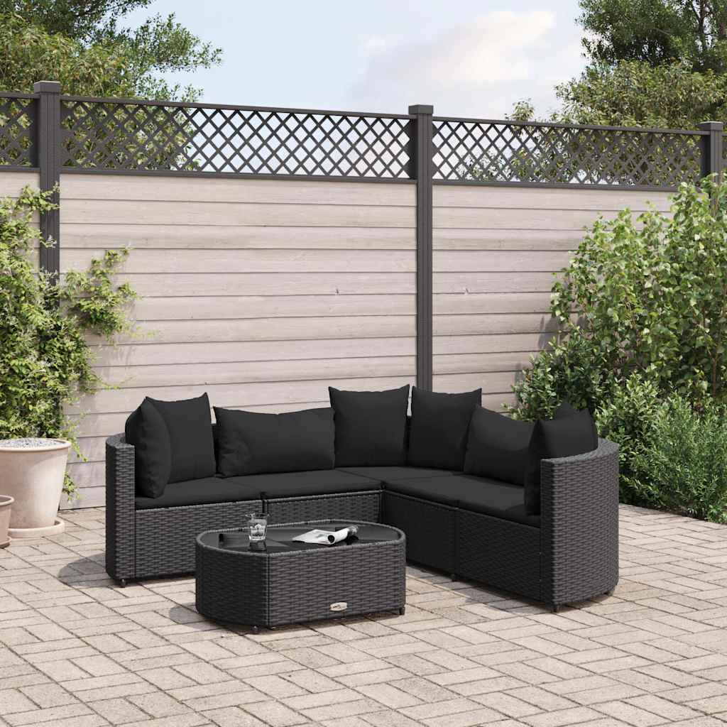 6-delige Loungeset met kussens poly rattan zwart is nu te koop bij PeponiXL, paradijselijk wonen!