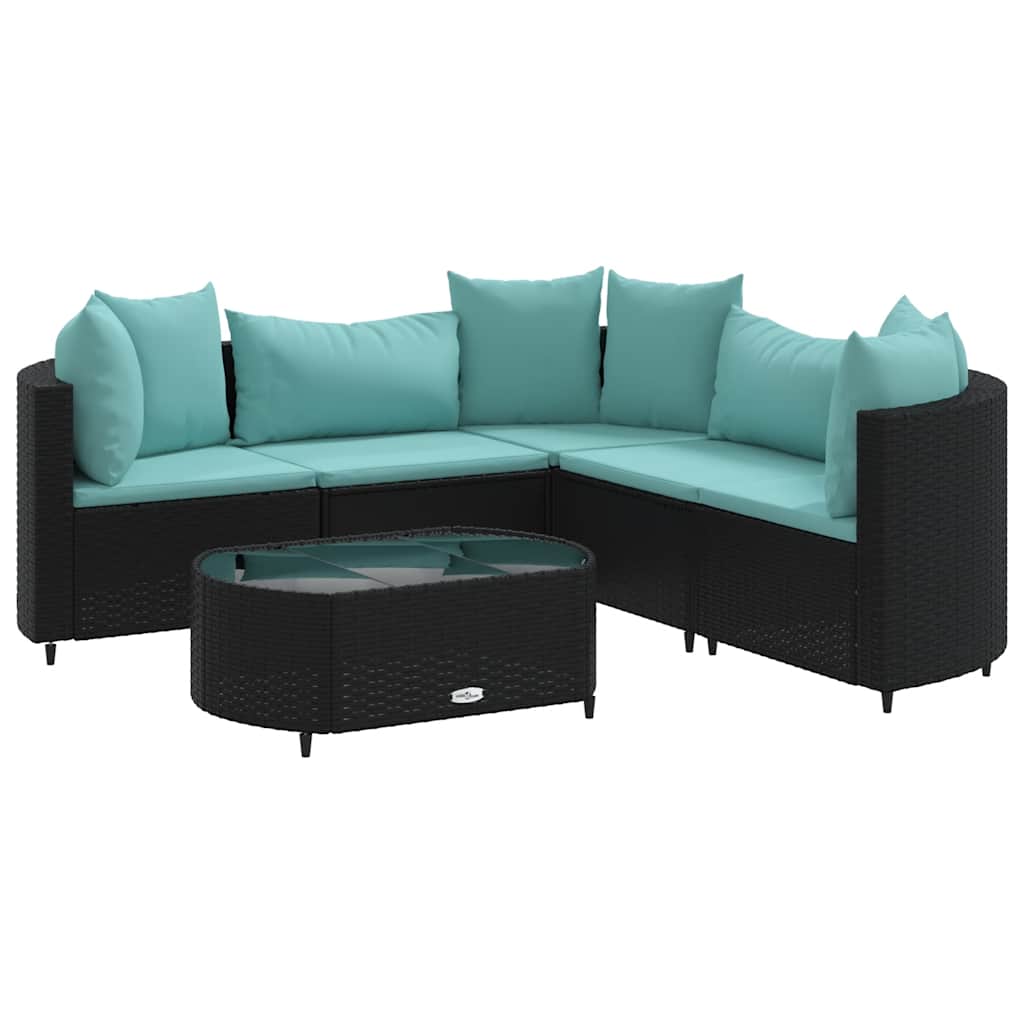 6-delige Loungeset met kussens poly rattan zwart is nu te koop bij PeponiXL, paradijselijk wonen!