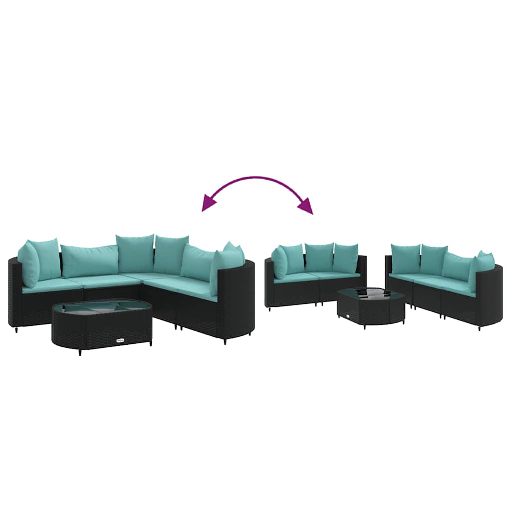 6-delige Loungeset met kussens poly rattan zwart is nu te koop bij PeponiXL, paradijselijk wonen!