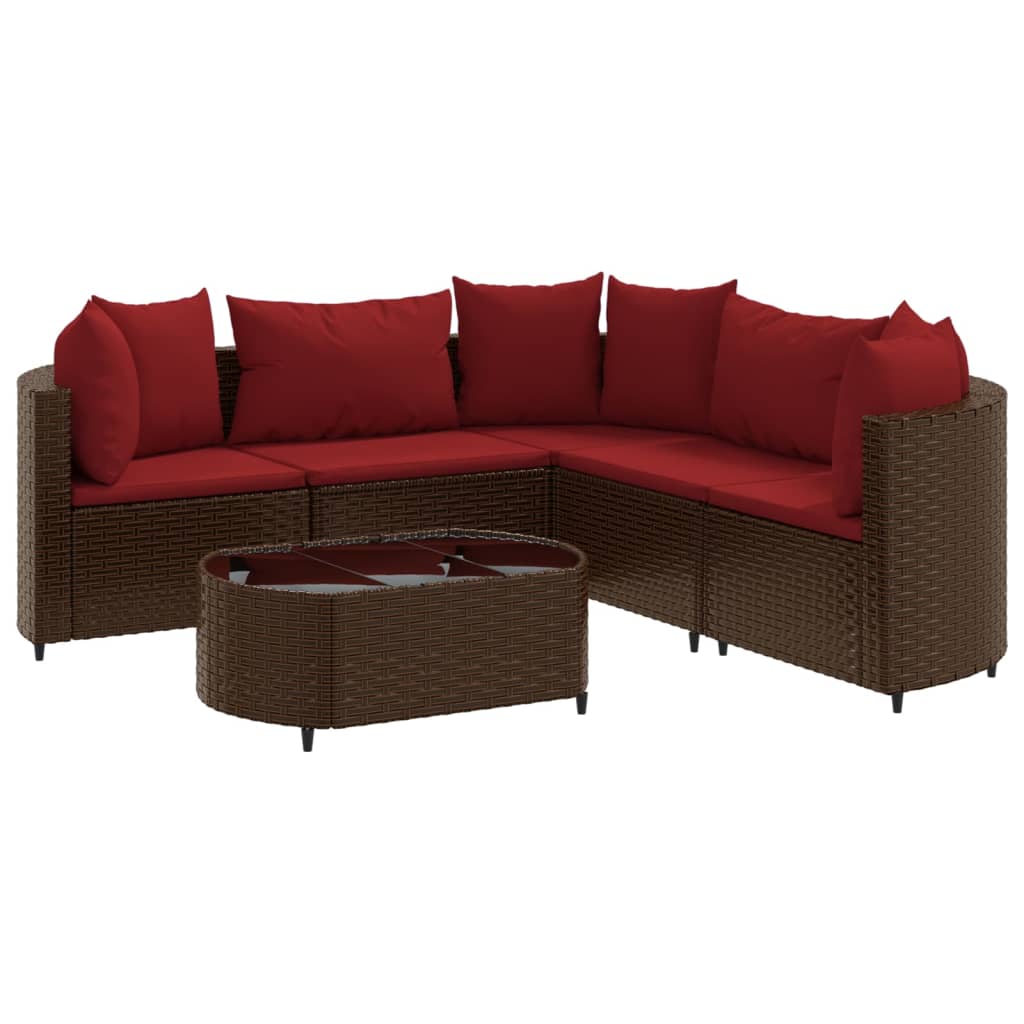 6-delige Loungeset met kussens poly rattan bruin is nu te koop bij PeponiXL, paradijselijk wonen!