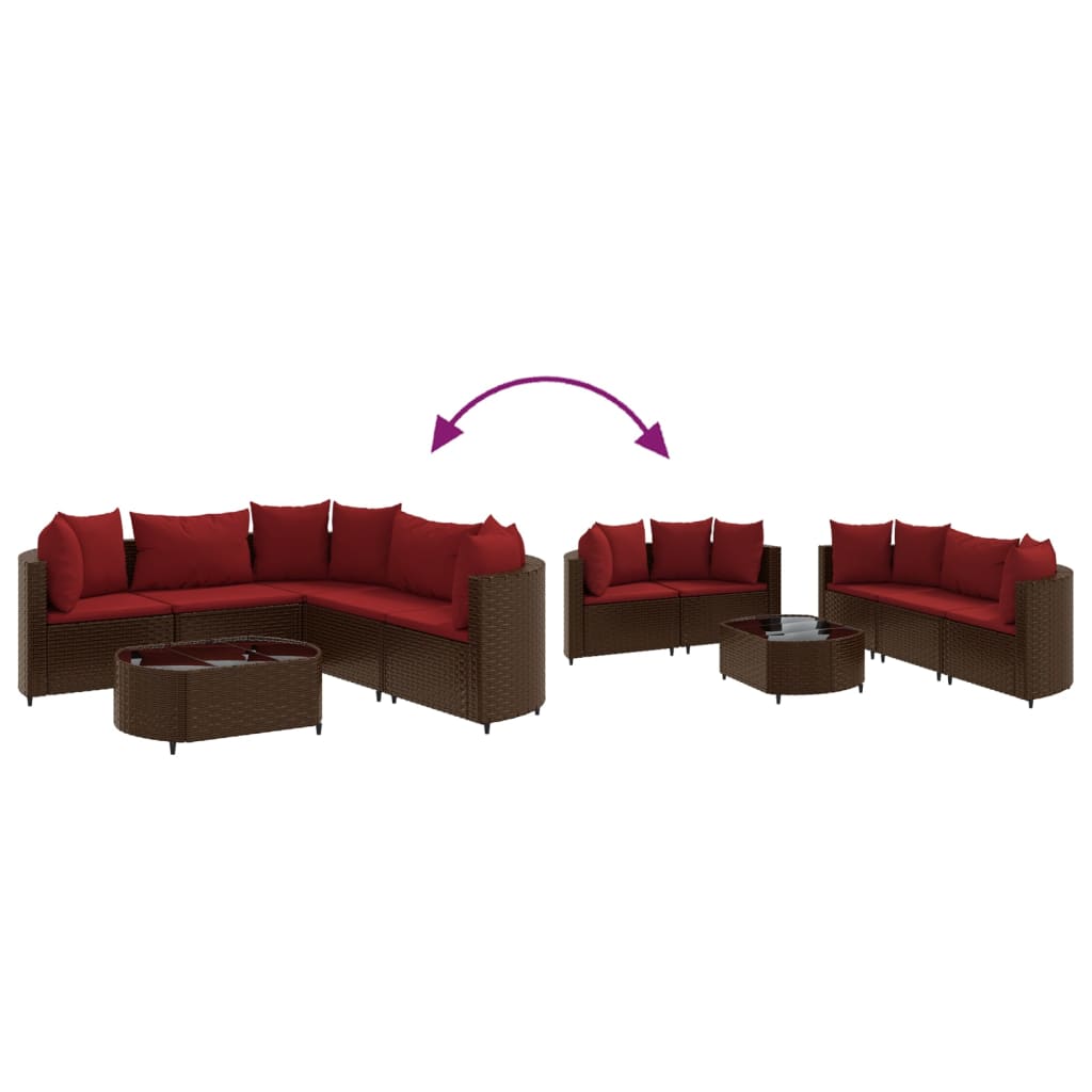 6-delige Loungeset met kussens poly rattan bruin is nu te koop bij PeponiXL, paradijselijk wonen!