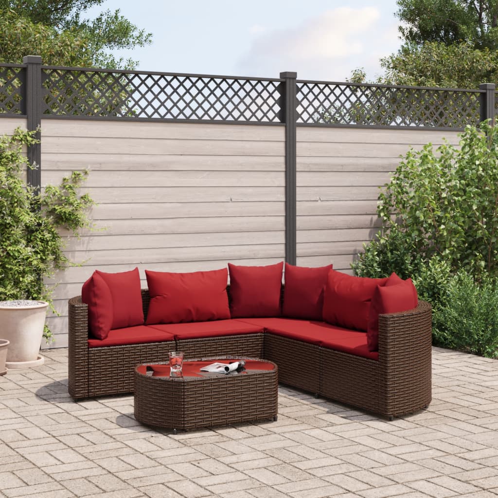 6-delige Loungeset met kussens poly rattan bruin is nu te koop bij PeponiXL, paradijselijk wonen!