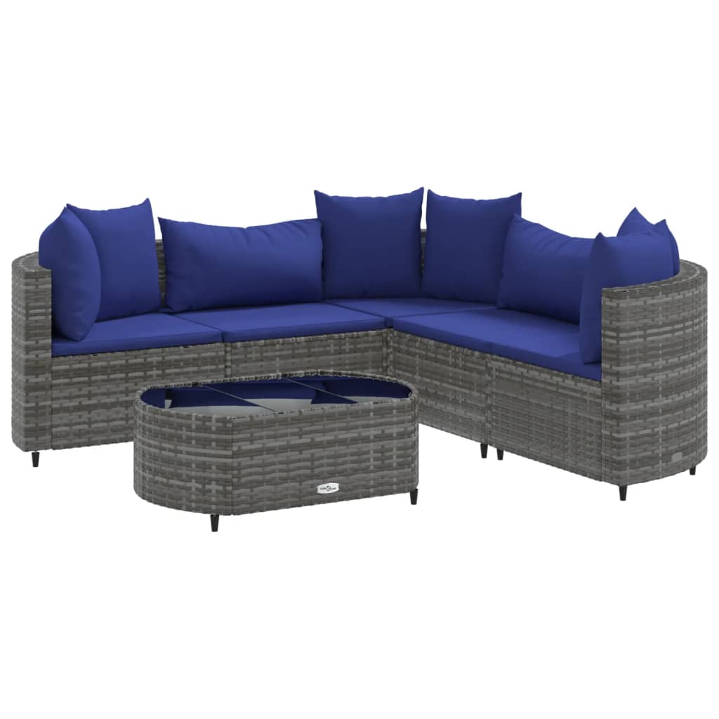 6-delige Loungeset met kussens poly rattan grijs is nu te koop bij PeponiXL, paradijselijk wonen!