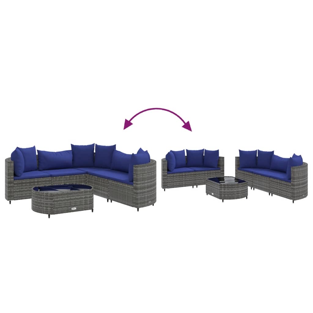 6-delige Loungeset met kussens poly rattan grijs is nu te koop bij PeponiXL, paradijselijk wonen!