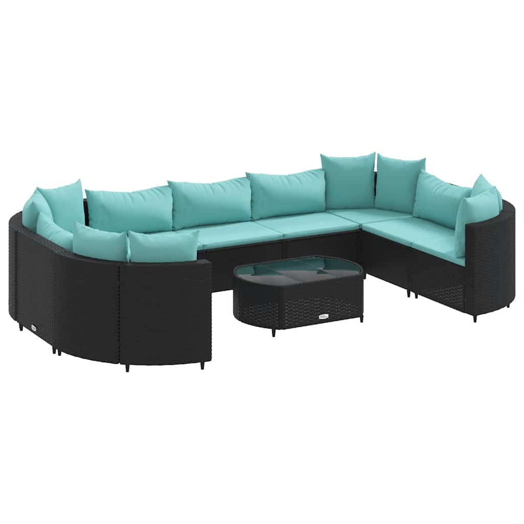 10-delige Loungeset met kussens poly rattan zwart is nu te koop bij PeponiXL, paradijselijk wonen!