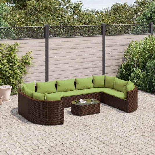 10-delige Loungeset met kussens poly rattan bruin is nu te koop bij PeponiXL, paradijselijk wonen!