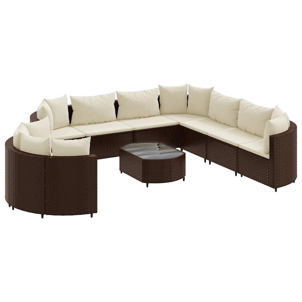10-delige Loungeset met kussens poly rattan bruin is nu te koop bij PeponiXL, paradijselijk wonen!