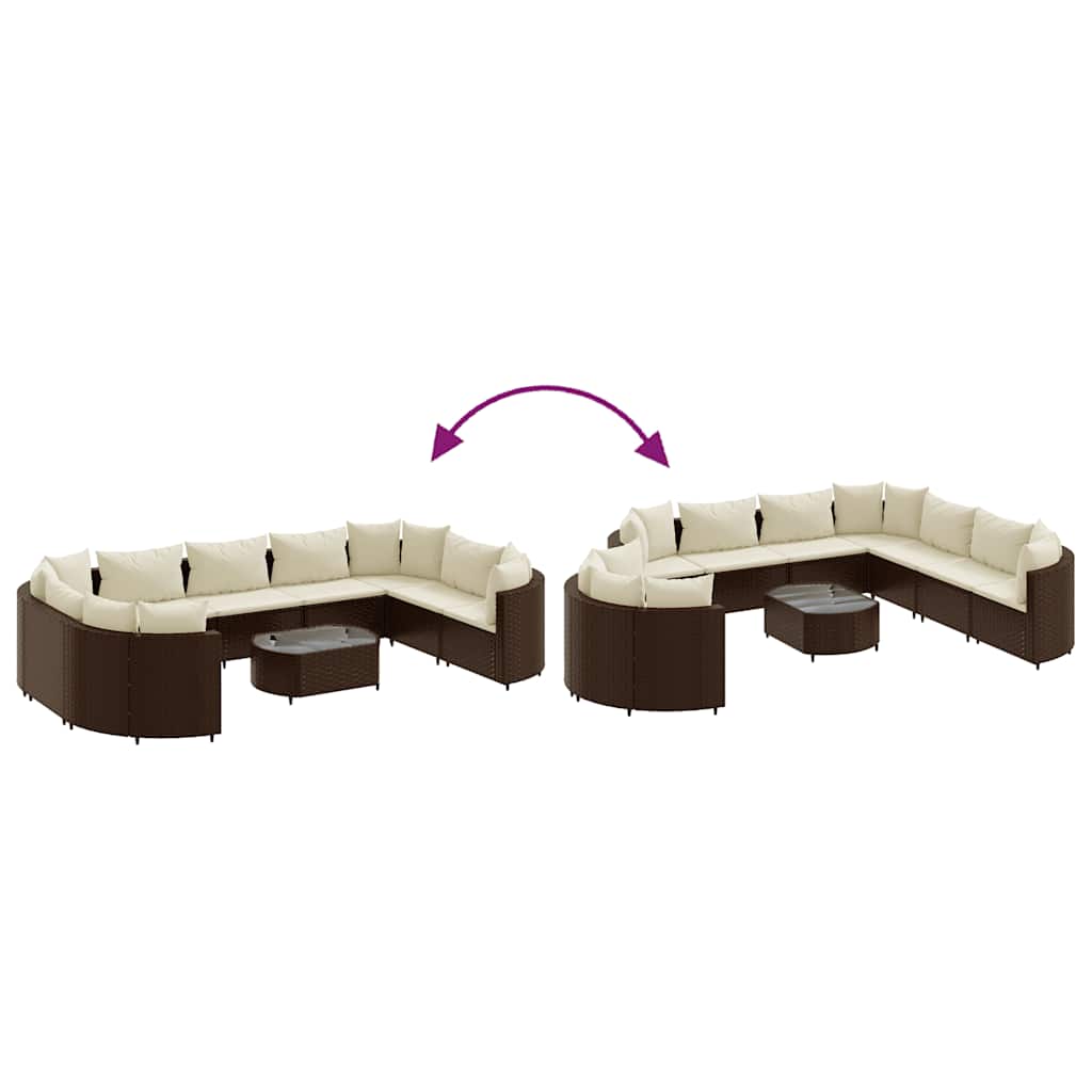 10-delige Loungeset met kussens poly rattan bruin is nu te koop bij PeponiXL, paradijselijk wonen!