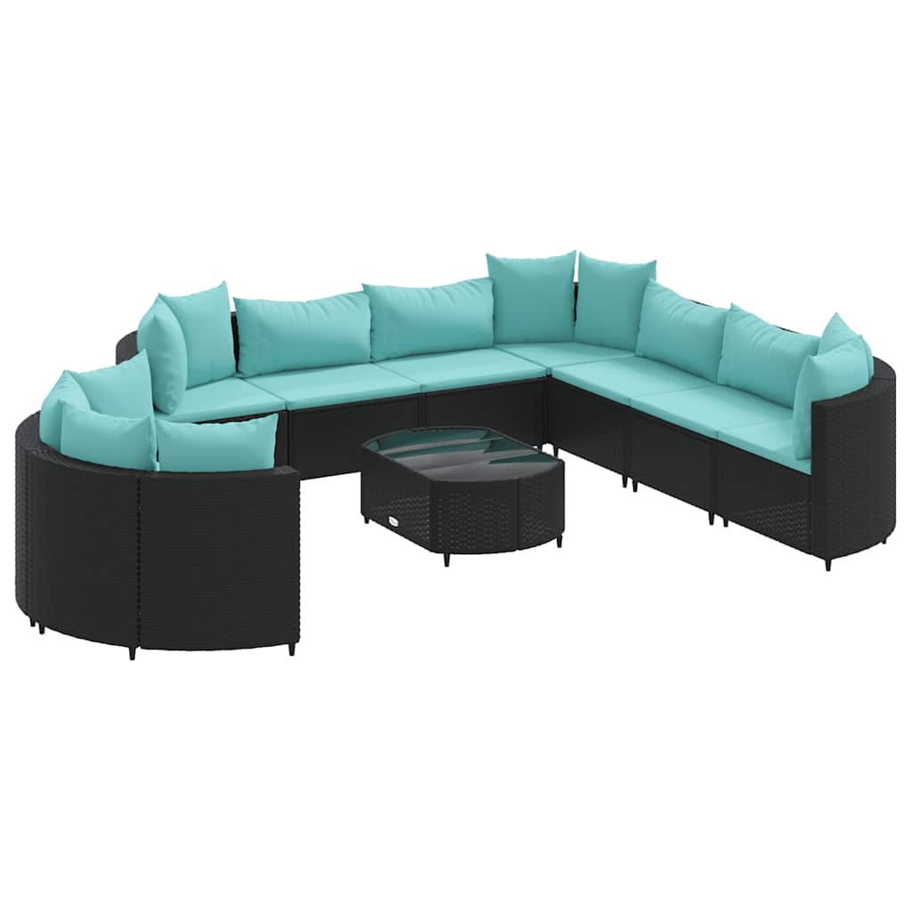 10-delige Loungeset met kussens poly rattan zwart is nu te koop bij PeponiXL, paradijselijk wonen!