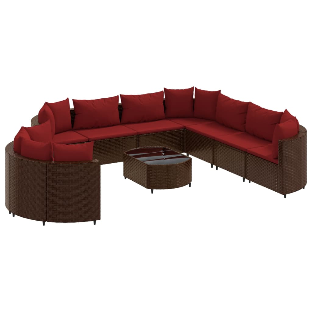 10-delige Loungeset met kussens poly rattan bruin is nu te koop bij PeponiXL, paradijselijk wonen!