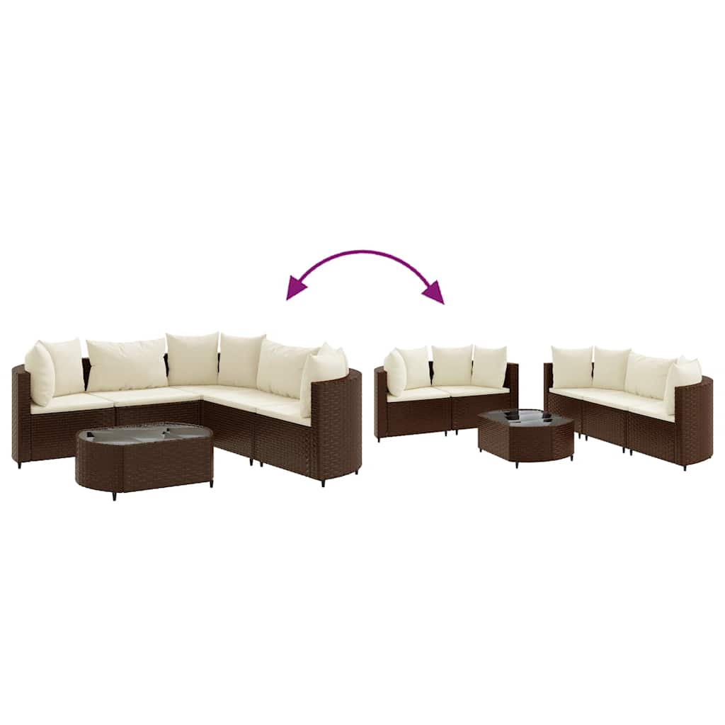 6-delige Loungeset met kussens poly rattan bruin is nu te koop bij PeponiXL, paradijselijk wonen!