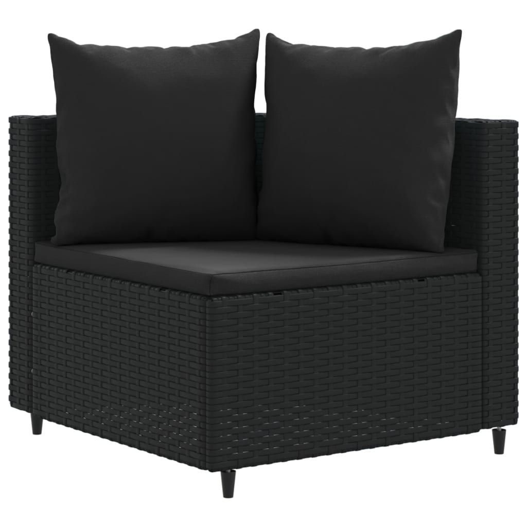 6-delige Loungeset met kussens poly rattan zwart is nu te koop bij PeponiXL, paradijselijk wonen!
