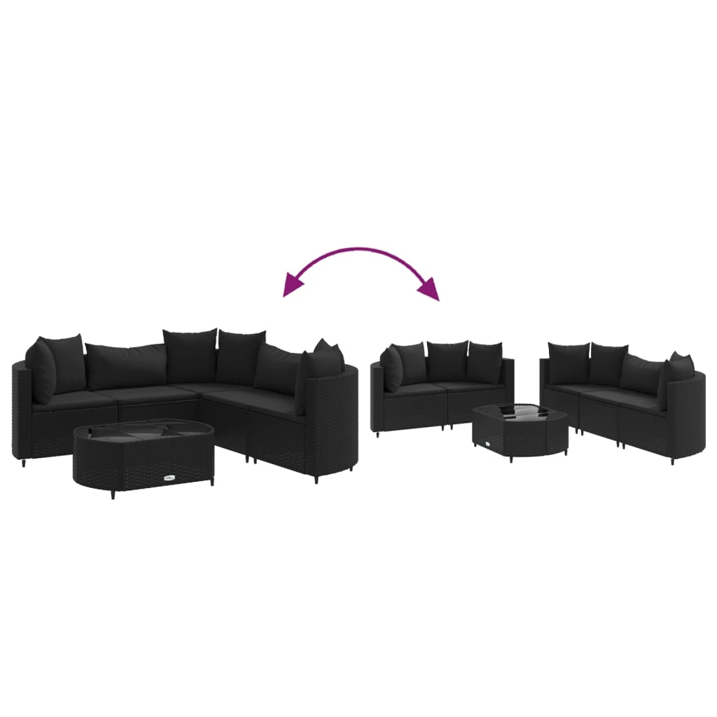 6-delige Loungeset met kussens poly rattan zwart is nu te koop bij PeponiXL, paradijselijk wonen!