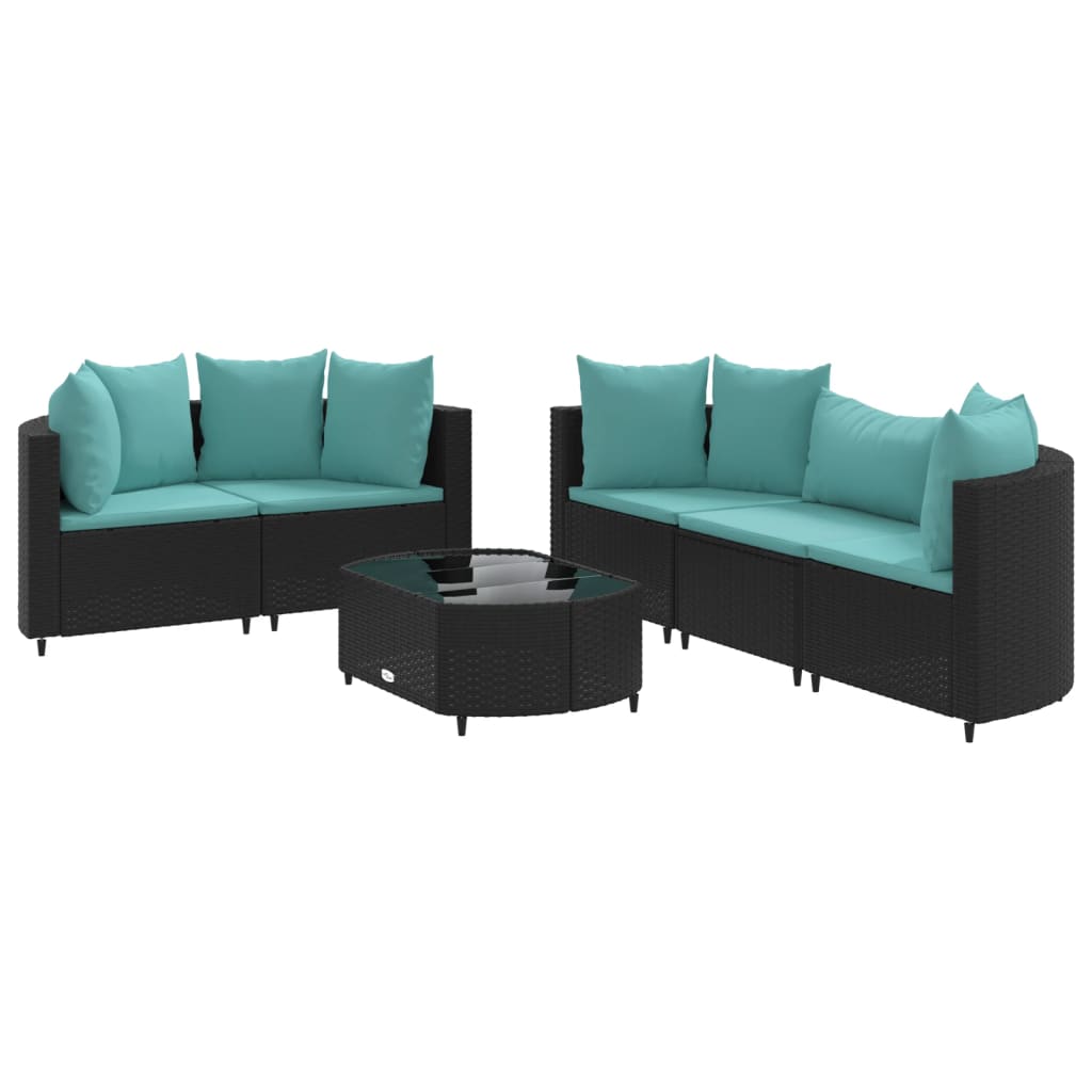 6-delige Loungeset met kussens poly rattan zwart is nu te koop bij PeponiXL, paradijselijk wonen!