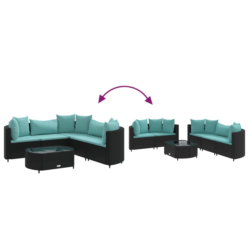 6-delige Loungeset met kussens poly rattan zwart is nu te koop bij PeponiXL, paradijselijk wonen!