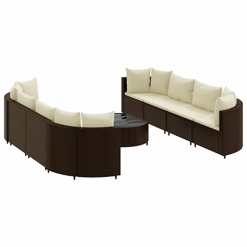 9-delige Loungeset met kussens poly rattan bruin is nu te koop bij PeponiXL, paradijselijk wonen!