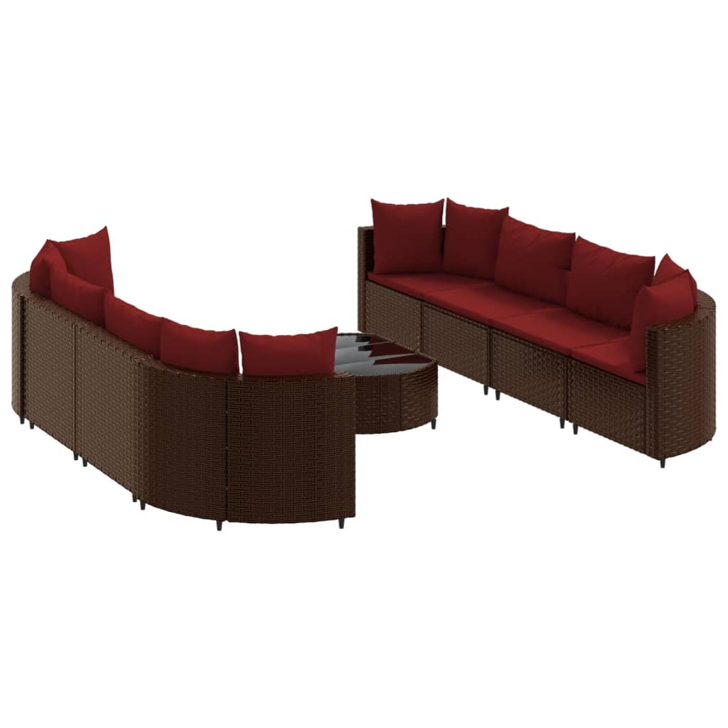 9-delige Loungeset met kussens poly rattan bruin is nu te koop bij PeponiXL, paradijselijk wonen!