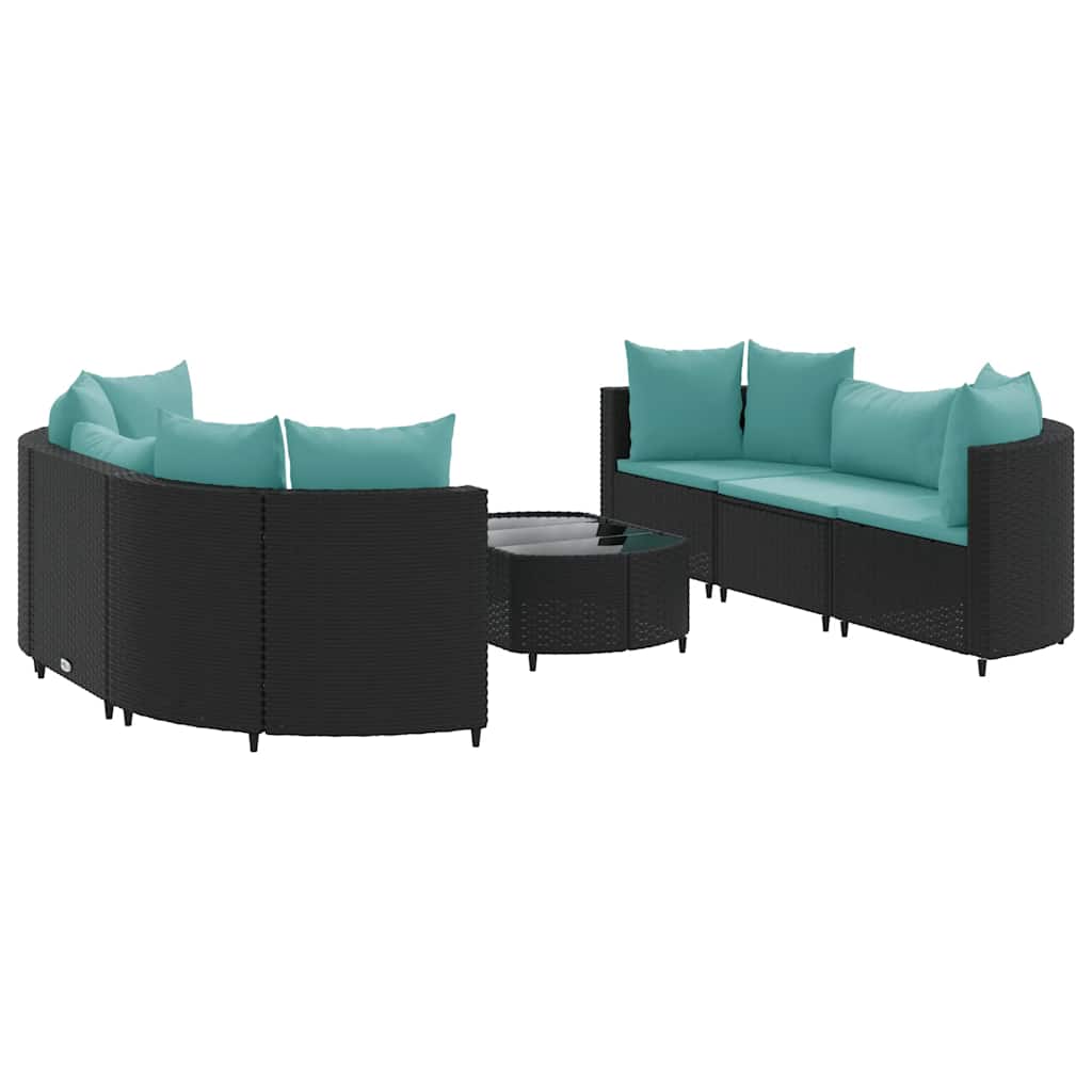 7-delige Loungeset met kussens poly rattan zwart is nu te koop bij PeponiXL, paradijselijk wonen!