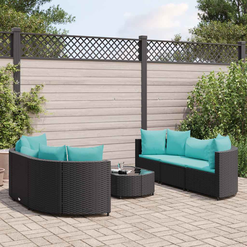 7-delige Loungeset met kussens poly rattan zwart is nu te koop bij PeponiXL, paradijselijk wonen!
