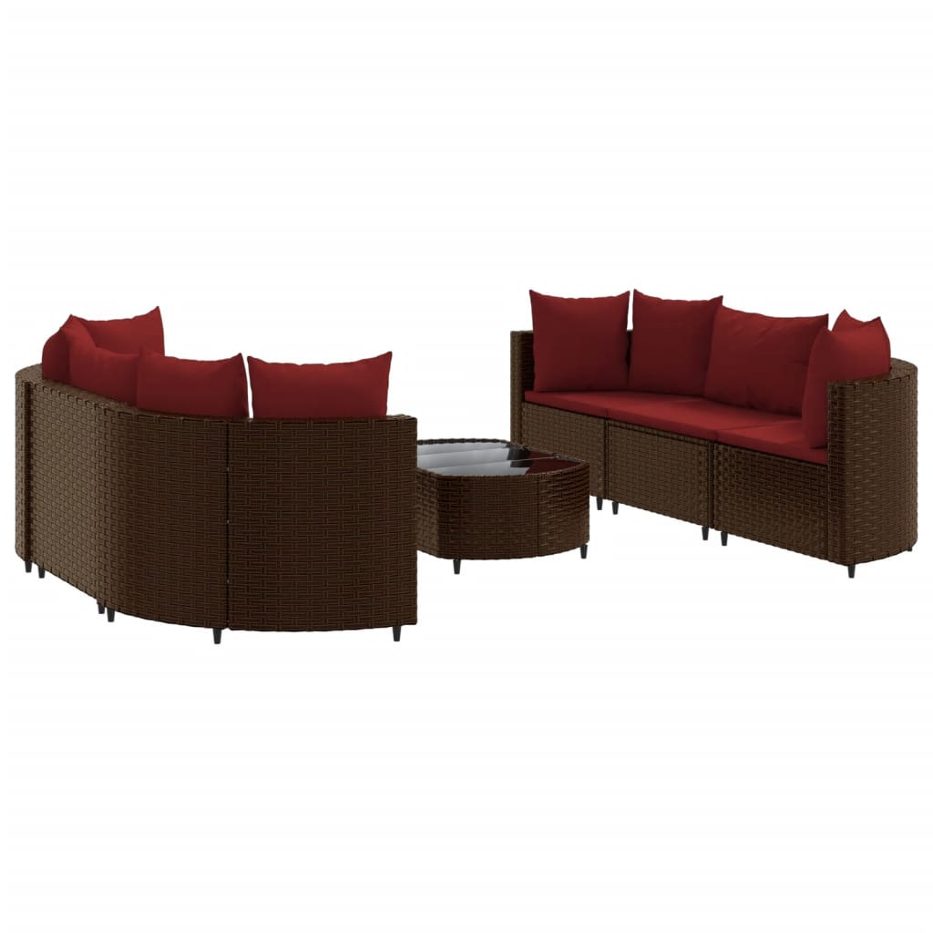 7-delige Loungeset met kussens poly rattan bruin is nu te koop bij PeponiXL, paradijselijk wonen!