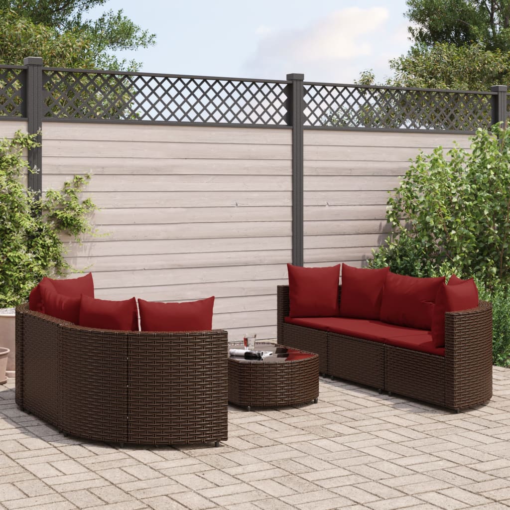 7-delige Loungeset met kussens poly rattan bruin is nu te koop bij PeponiXL, paradijselijk wonen!