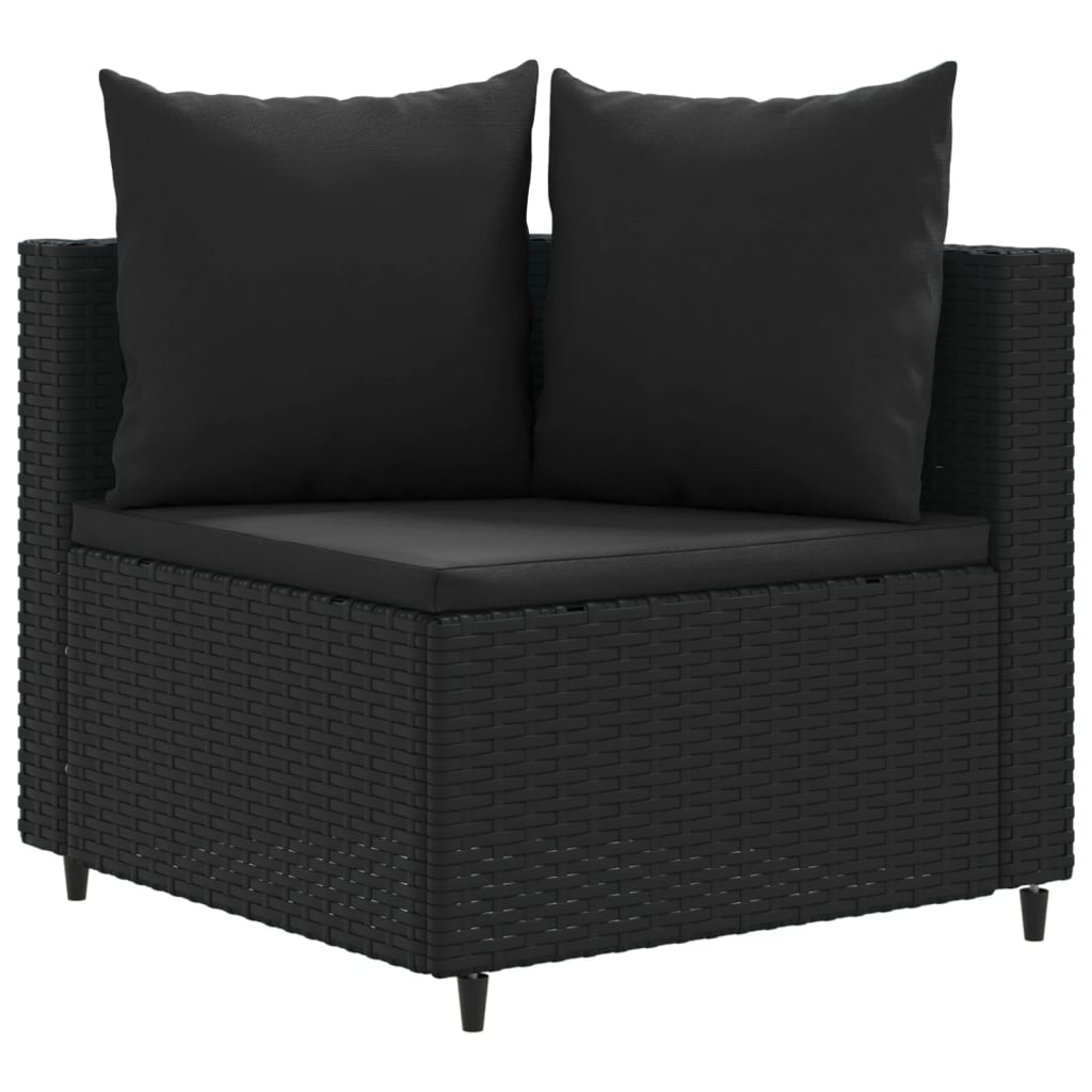 3-delige Loungeset met kussens poly rattan zwart is nu te koop bij PeponiXL, paradijselijk wonen!