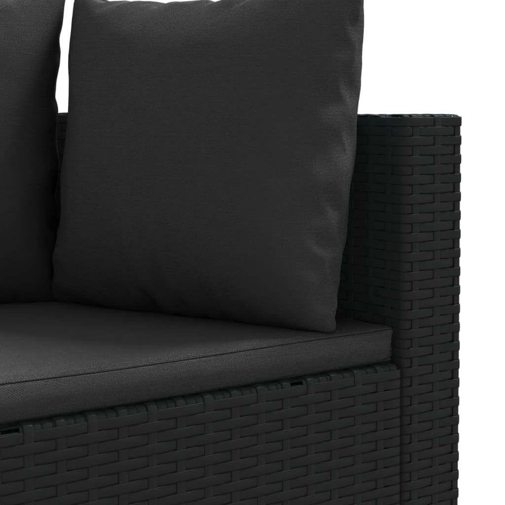 3-delige Loungeset met kussens poly rattan zwart is nu te koop bij PeponiXL, paradijselijk wonen!