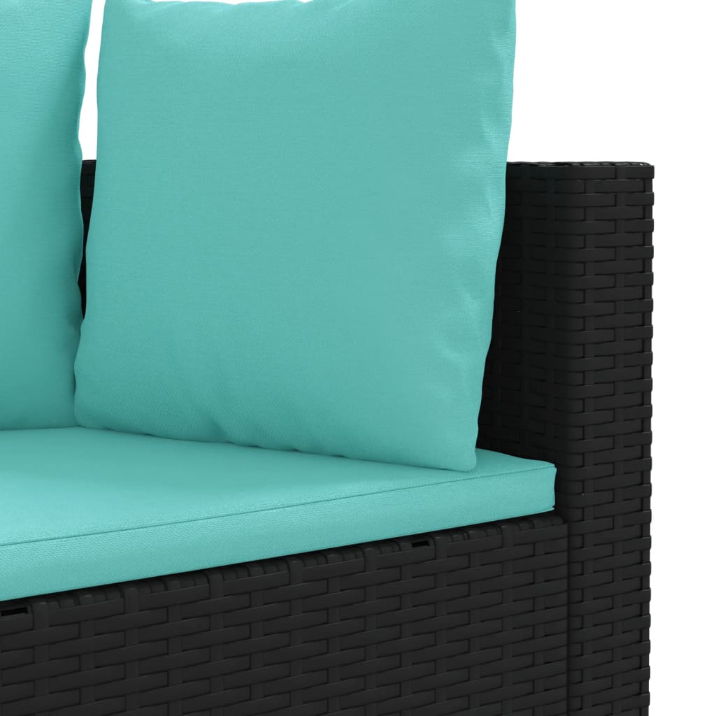 3-delige Loungeset met kussens poly rattan zwart is nu te koop bij PeponiXL, paradijselijk wonen!