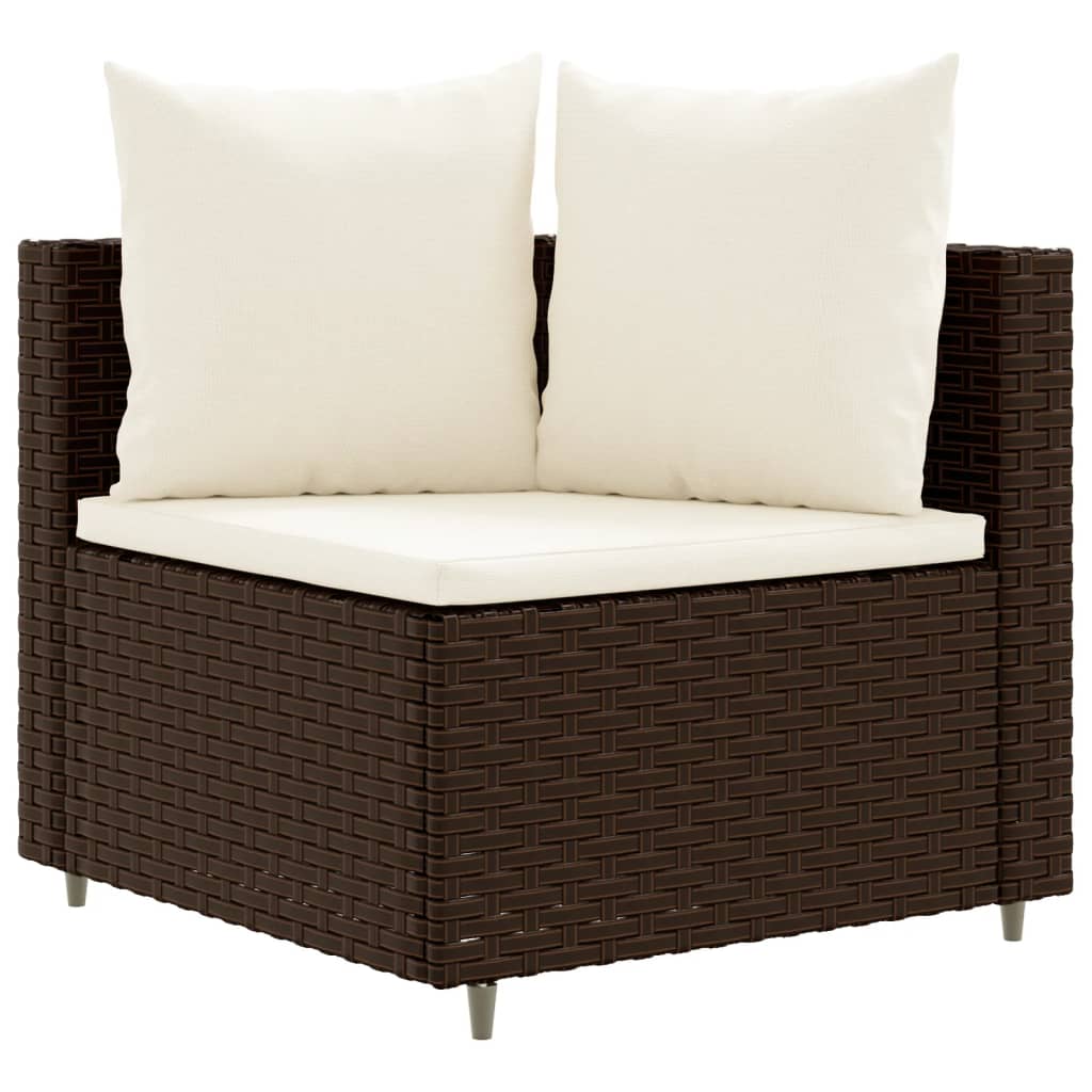 4-delige Loungeset met kussens poly rattan bruin is nu te koop bij PeponiXL, paradijselijk wonen!