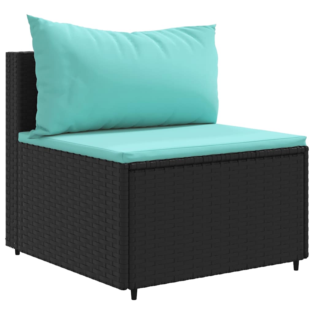 4-delige Loungeset met kussens poly rattan zwart is nu te koop bij PeponiXL, paradijselijk wonen!