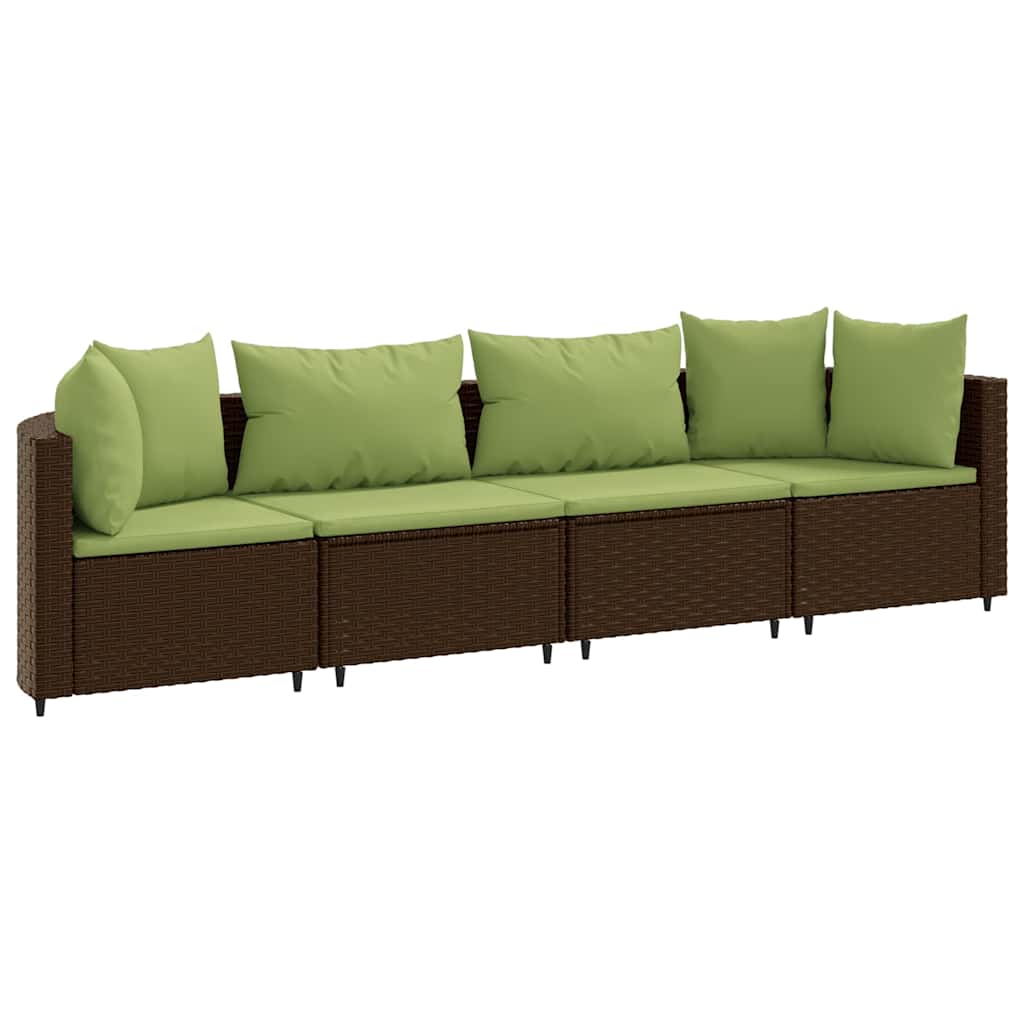 4-delige Loungeset met kussens poly rattan bruin is nu te koop bij PeponiXL, paradijselijk wonen!