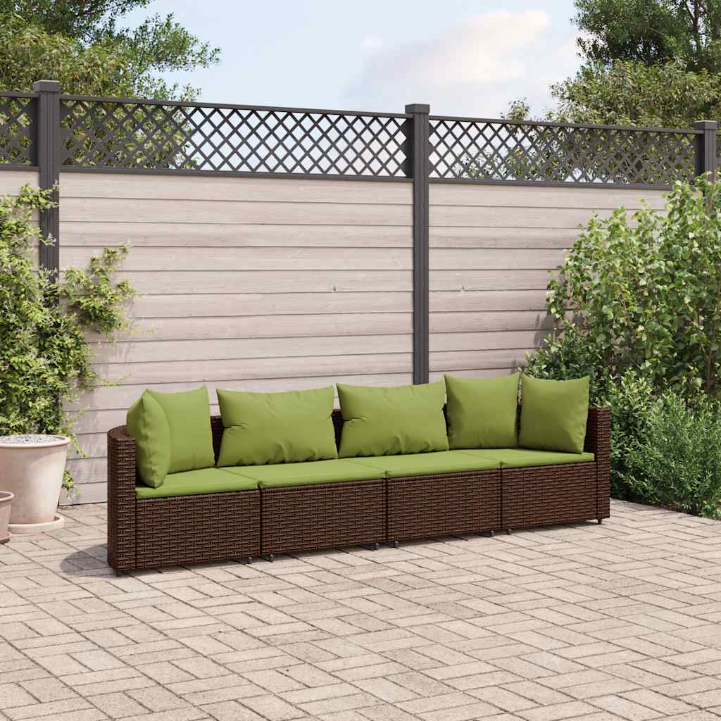4-delige Loungeset met kussens poly rattan bruin is nu te koop bij PeponiXL, paradijselijk wonen!
