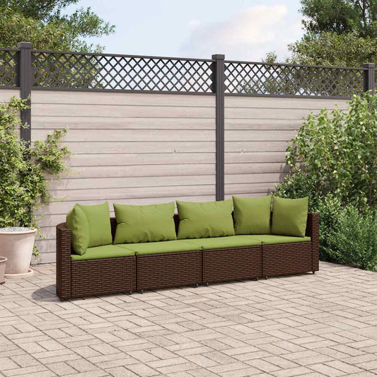 4-delige Loungeset met kussens poly rattan bruin is nu te koop bij PeponiXL, paradijselijk wonen!