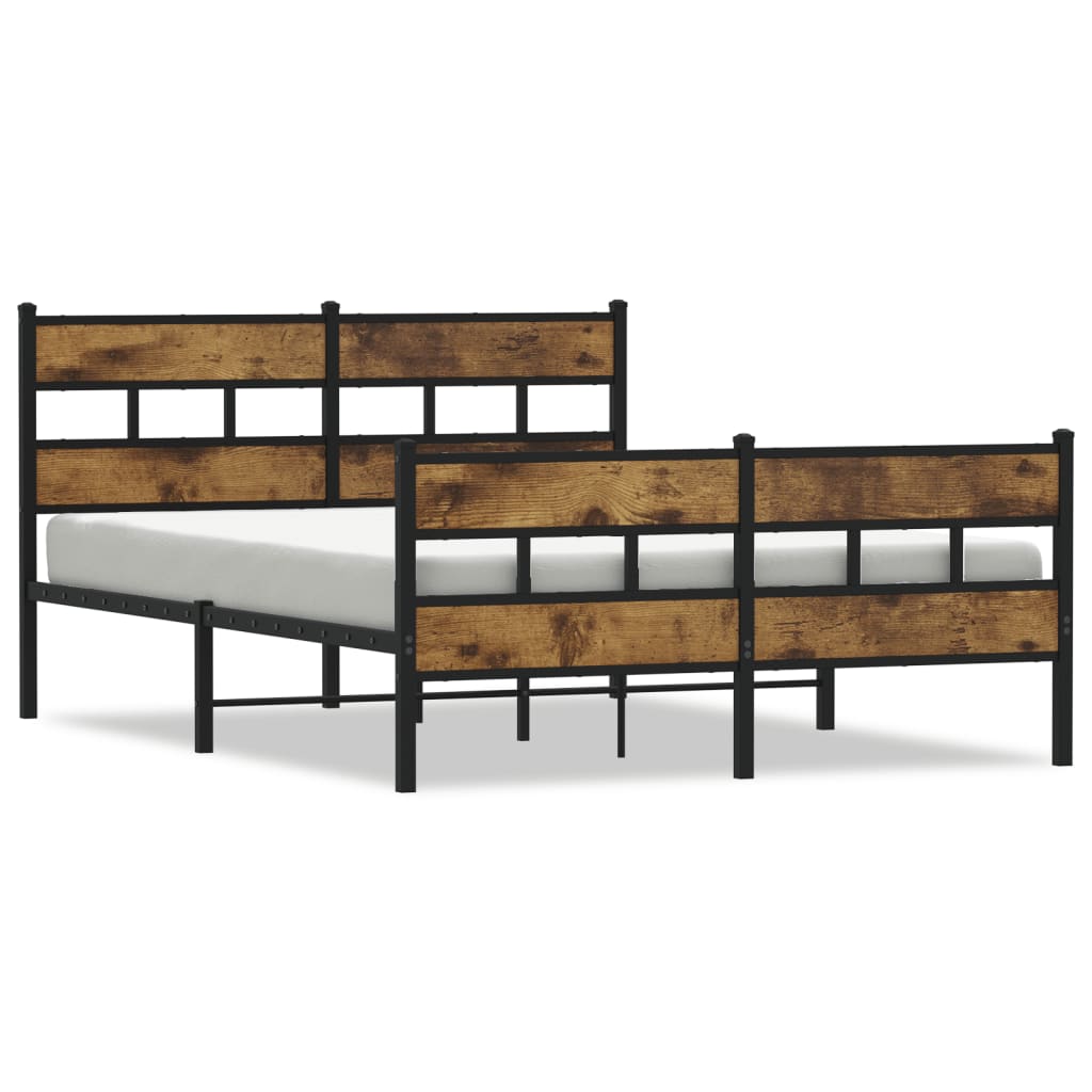 Bedframe zonder matras metaal gerookt eikenkleurig 150x200 cm is nu te koop bij PeponiXL, paradijselijk wonen!