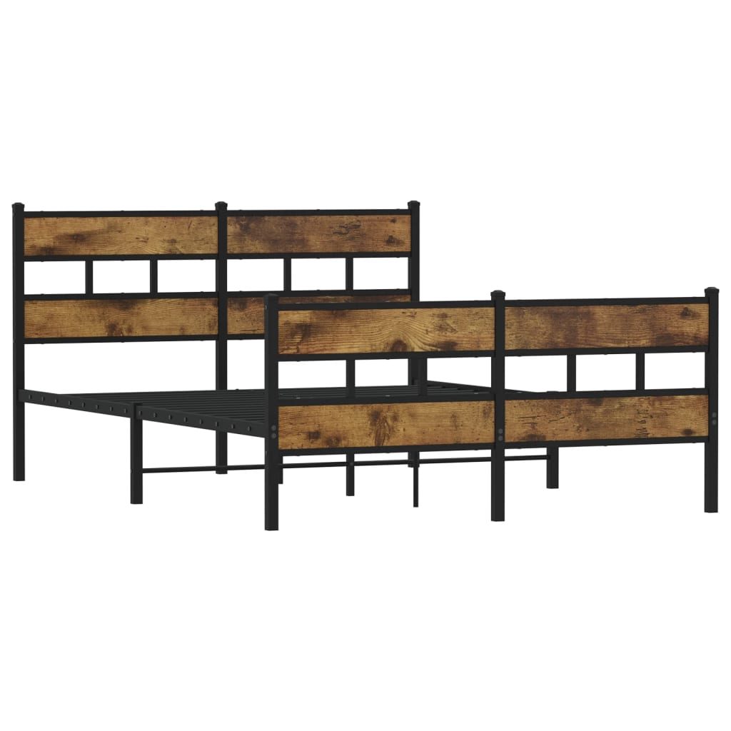 Bedframe zonder matras metaal gerookt eikenkleurig 150x200 cm is nu te koop bij PeponiXL, paradijselijk wonen!