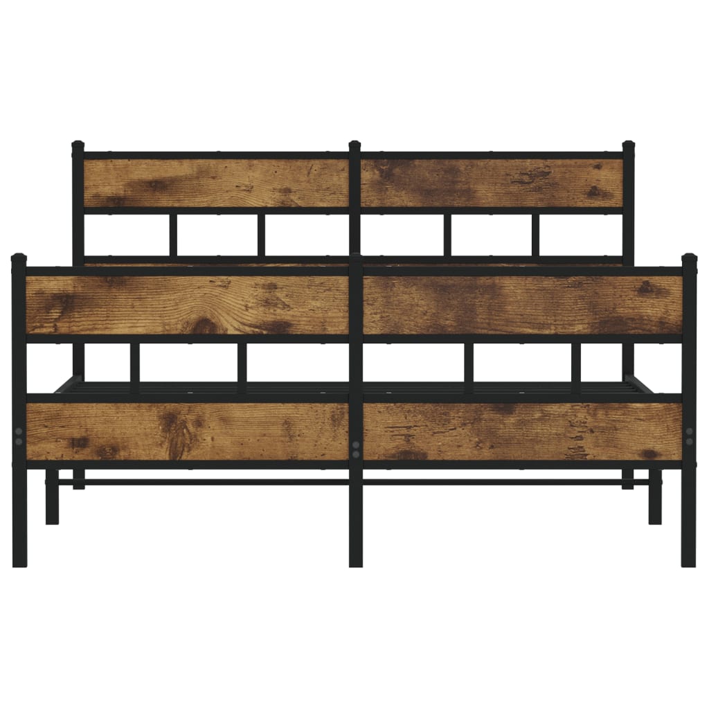 Bedframe zonder matras metaal gerookt eikenkleurig 150x200 cm is nu te koop bij PeponiXL, paradijselijk wonen!