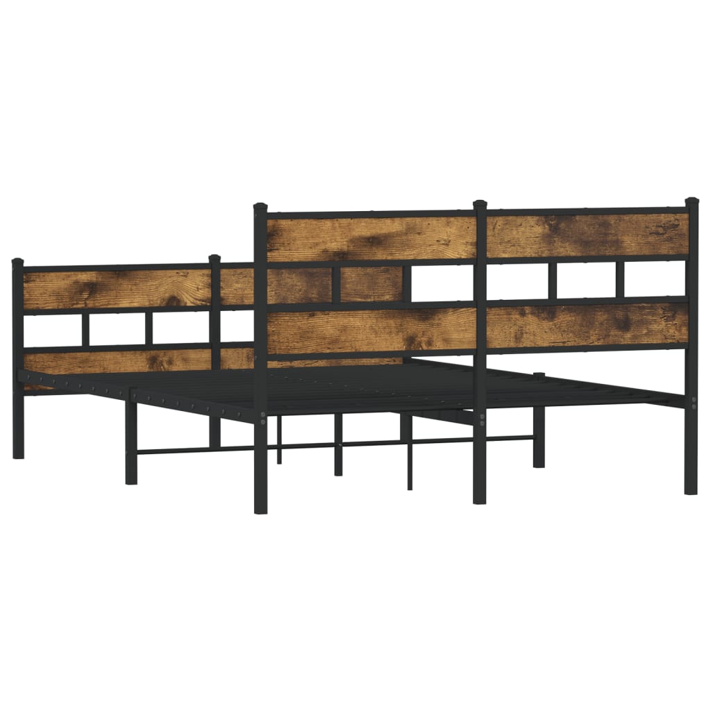 Bedframe zonder matras metaal gerookt eikenkleurig 150x200 cm is nu te koop bij PeponiXL, paradijselijk wonen!