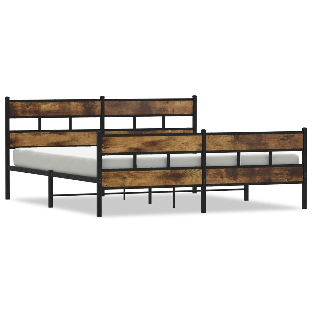 Bedframe zonder matras metaal gerookt eikenkleurig 180x200 cm is nu te koop bij PeponiXL, paradijselijk wonen!